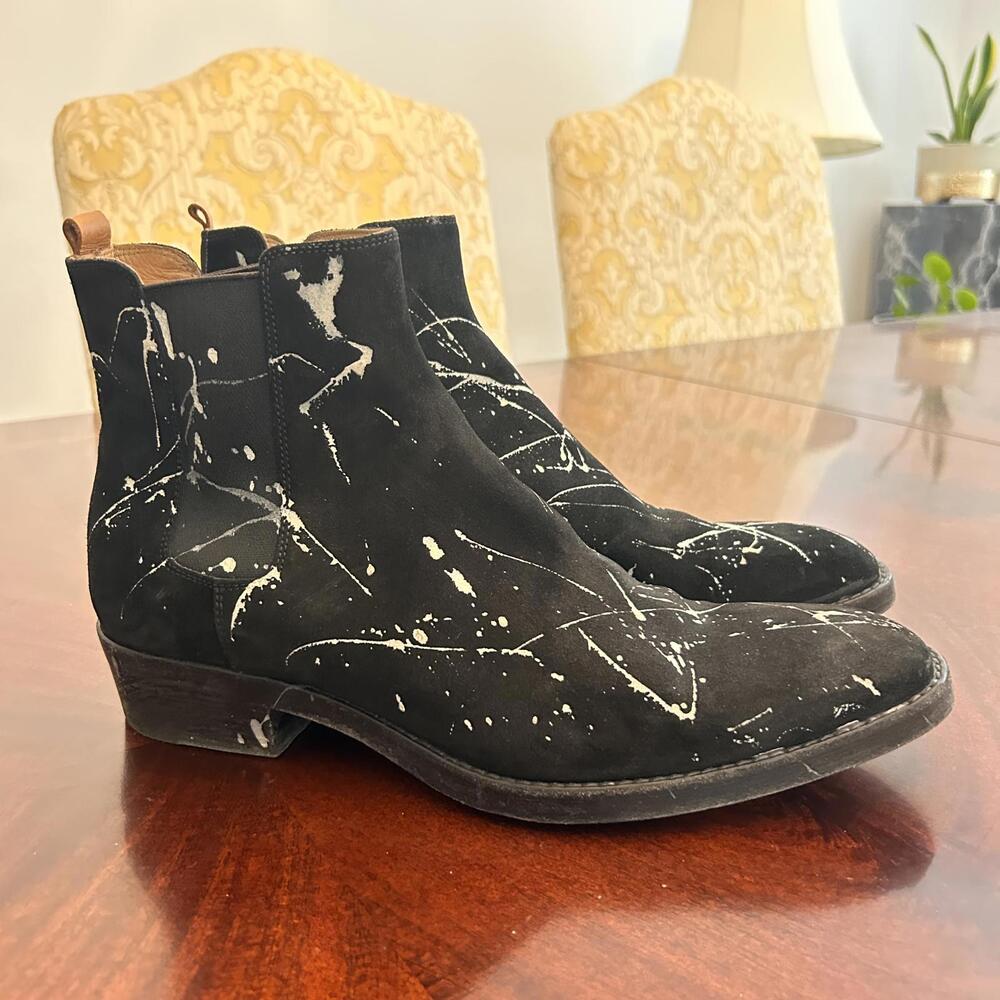 Buttero Ankle Boots with White Paint Splatter Design